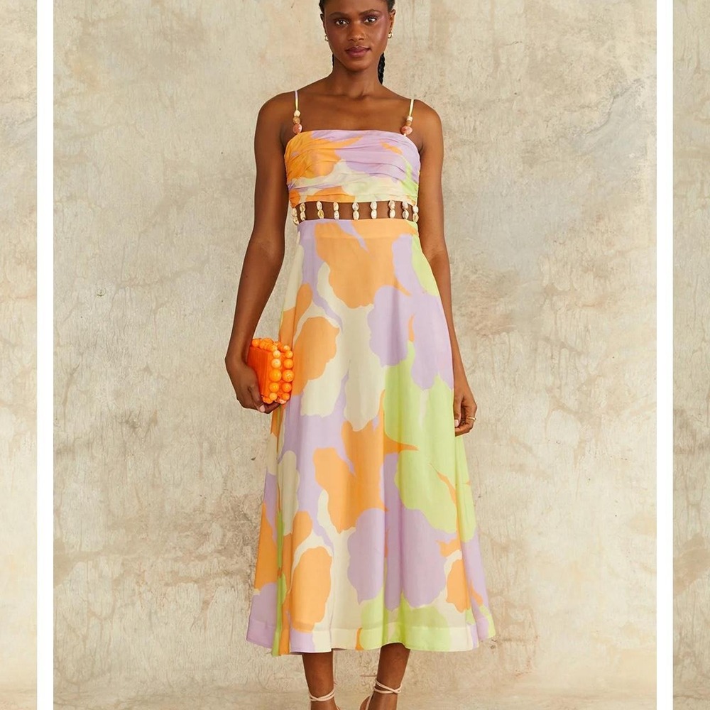 AMUR Georgie Beaded Waist Midi